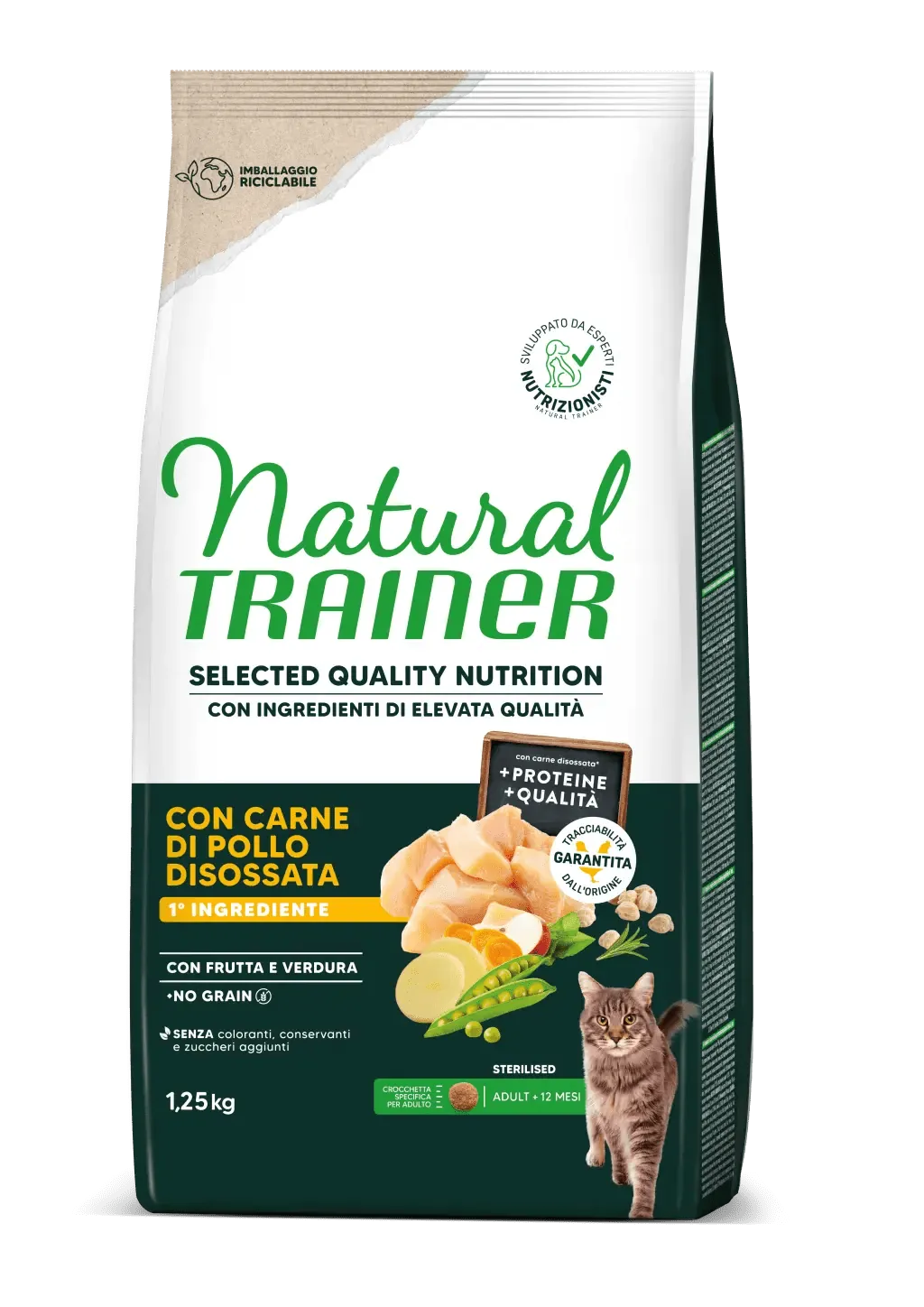 Trainer natural selected cat sterilized no grain pollo 1,25 kg