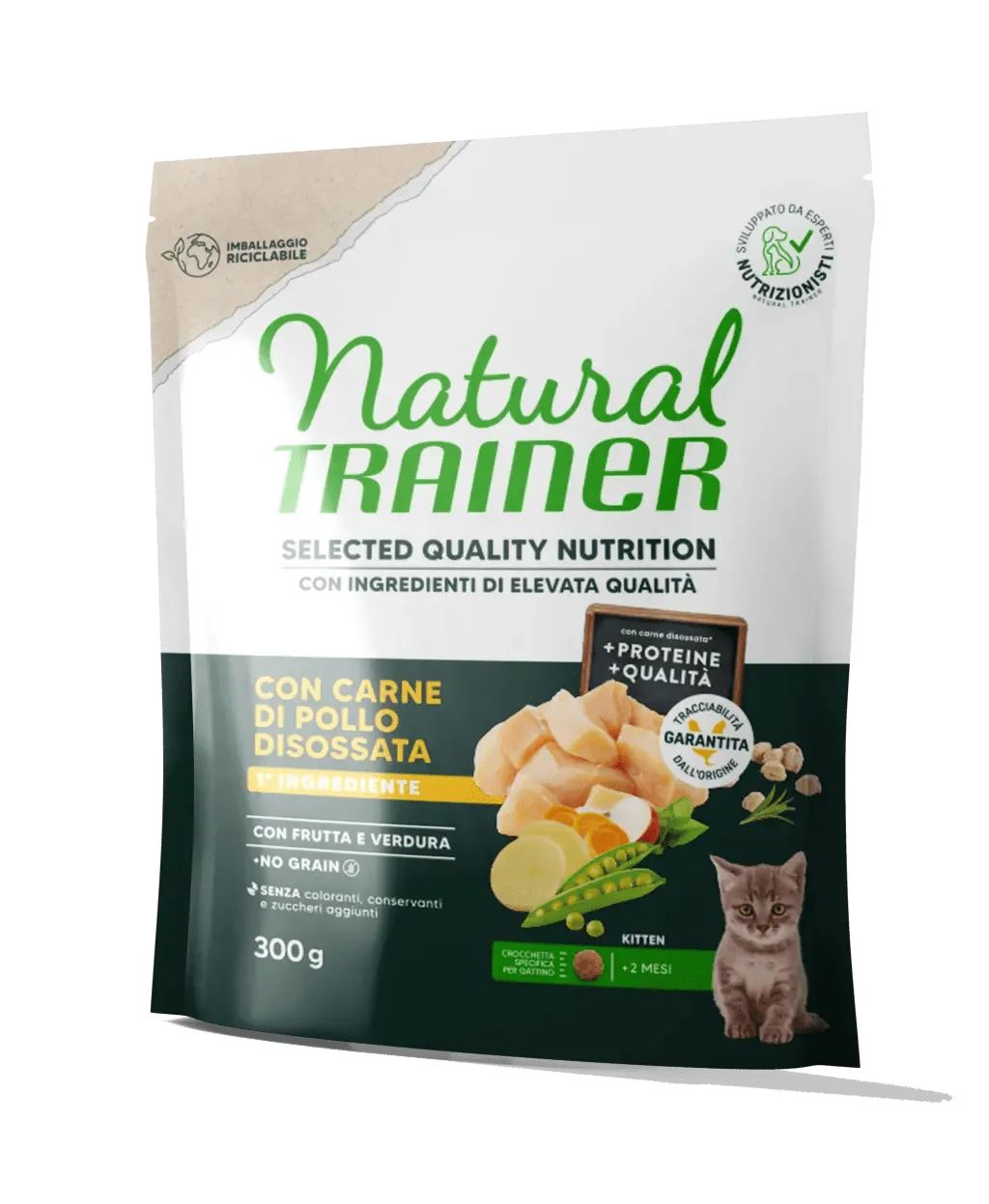 Trainer natural selected cat kitten no grain pollo 300 gr