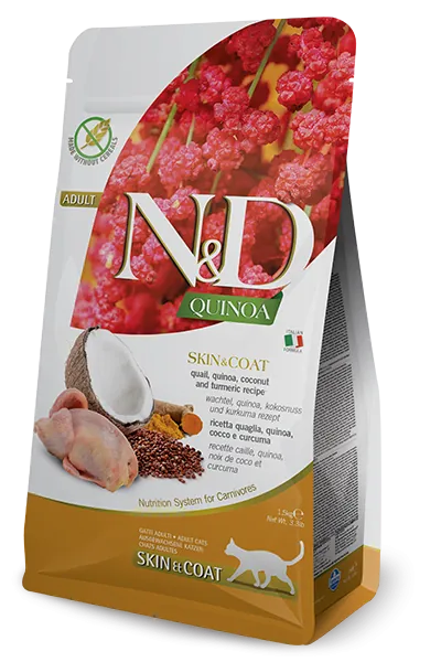 Nd cat quinoa skin&coat quaglia e cocco 300 gr