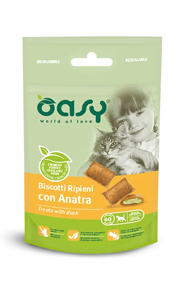 Oasy snack cat biscotti anatra 60 gr