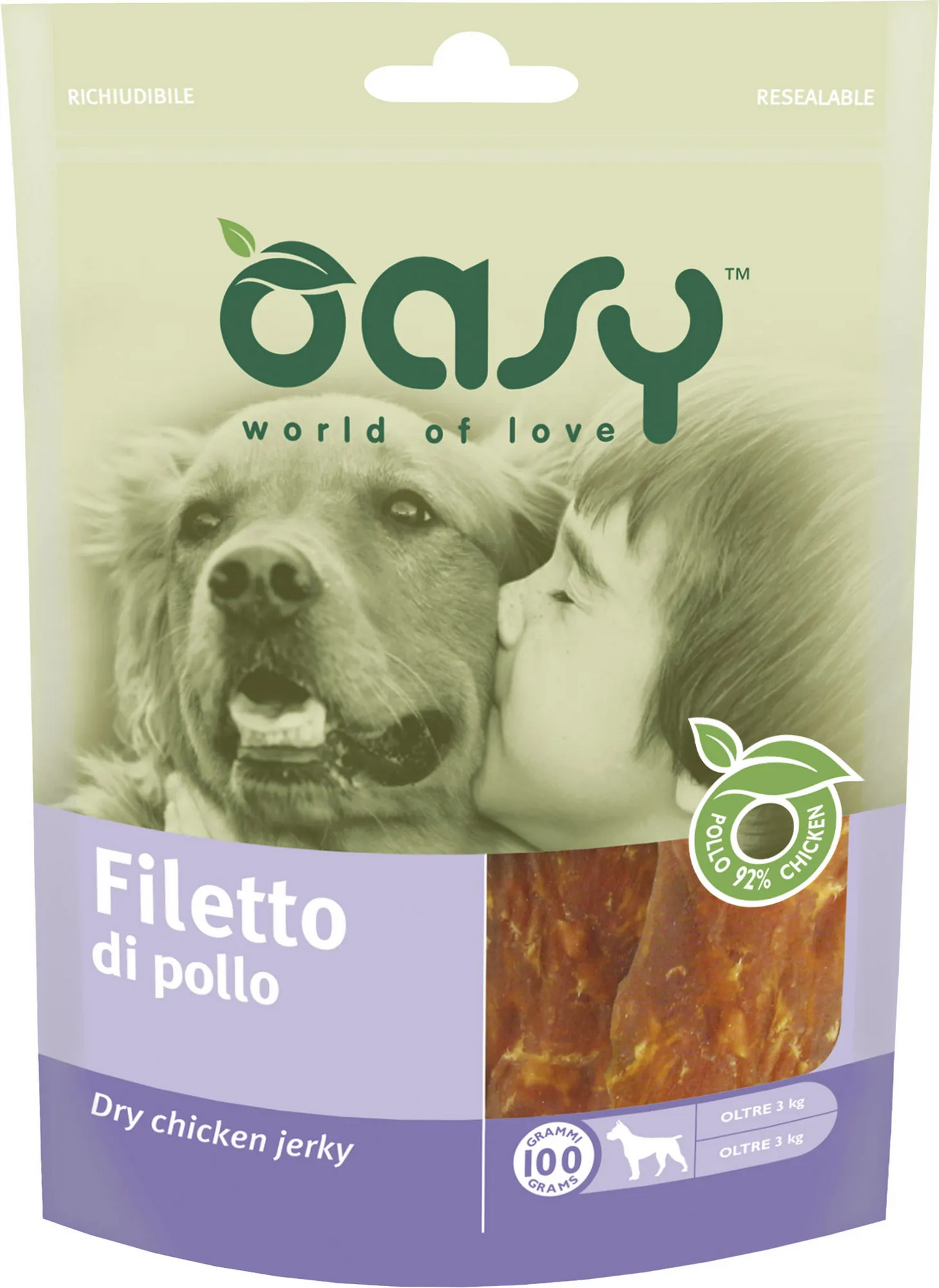 Oasy snack dog filetti di pollo 100 gr