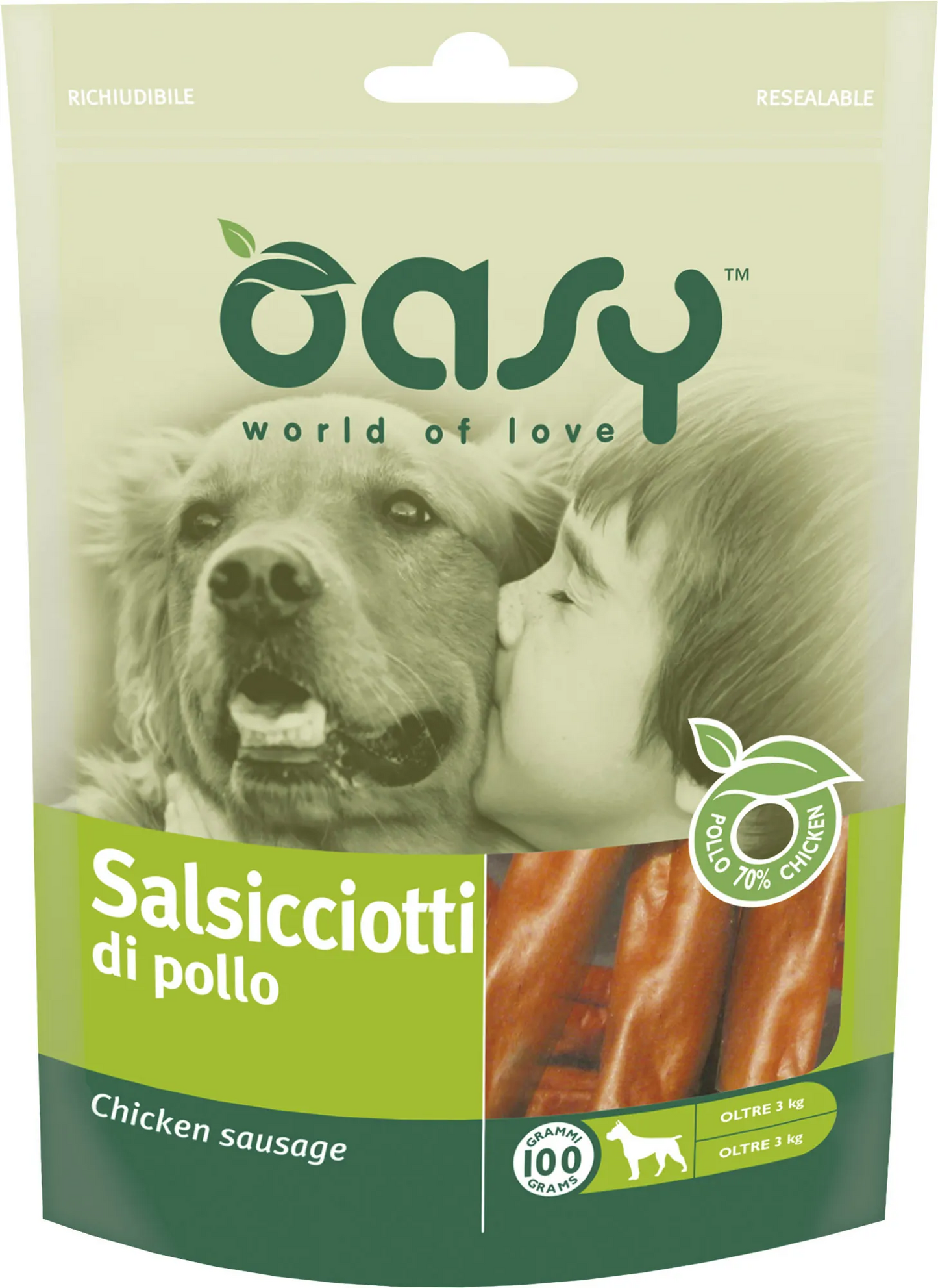 Oasy snack dog salsicciotti pollo 100 gr