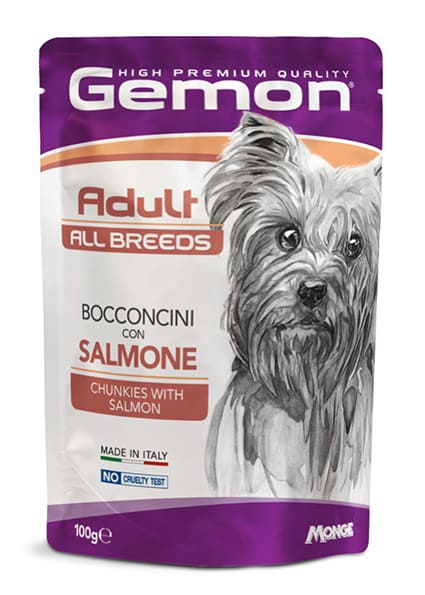 Gemon Bocconcini Con Salmone Cane Adult Busta 100 Gr 24x