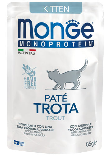 Monge Gatto Pate' Kitten Trota Bustina 85 Gr 28x
