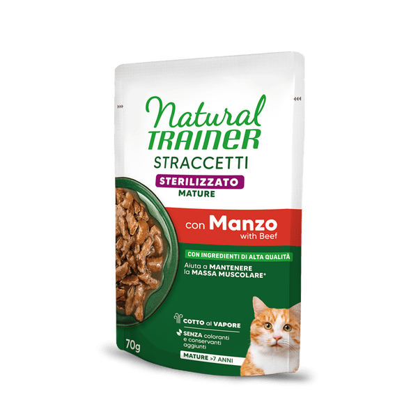 Natural Trainer Straccetti Manzo Sterilizzato Gatto 70 Gr 28x