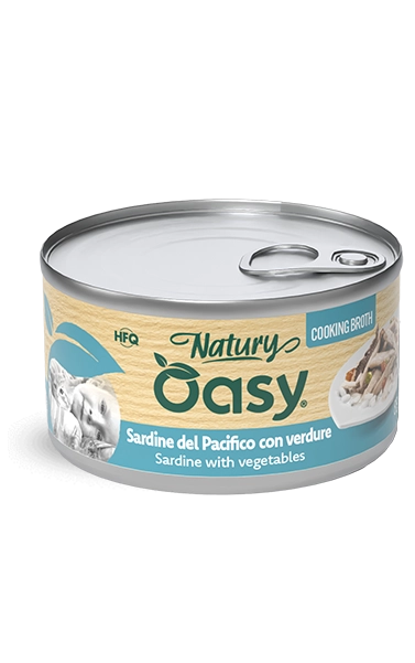 Oasy Gatto Brodo Di Cottura Sardine Con Verdure Lattina 85 Gr 24x