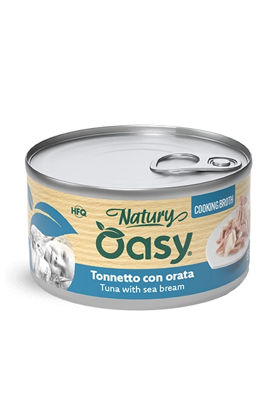 Oasy Gatto Brodo Di Cottura Tonnetto Con Orata Lattina 85 Gr 24x
