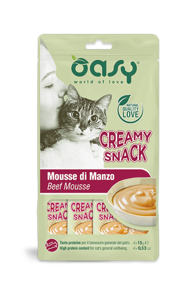 Oasy Snack Gatto Creamy Manzo 4 x 15 Gr