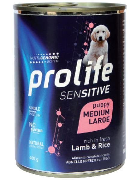 Prolife Cane Puppy Medium Large Agnello E Riso Lattina 400 Gr 6x