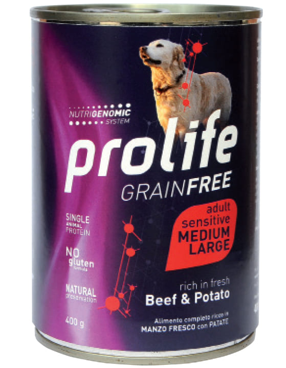 Prolife Cane Adult Medium Large Manzo E Patate Lattina 400 Gr 6x