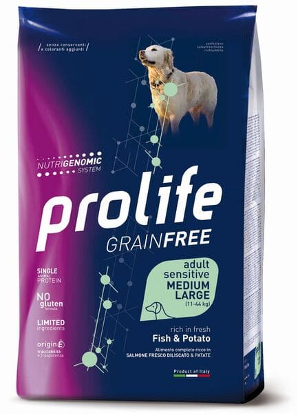 Prolife Cane Grain Free Adult Medium Large Pesce E Patate 2,5 Kg