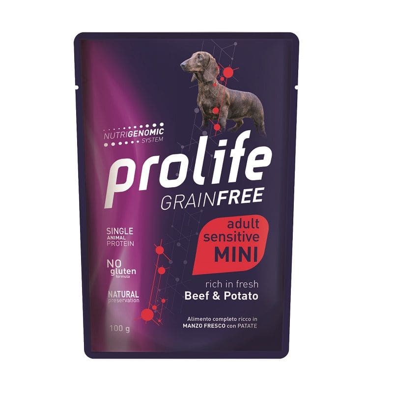 Prolife Cane Grain Free Adult Mini Manzo E Patate Bustina 100 Gr 10x