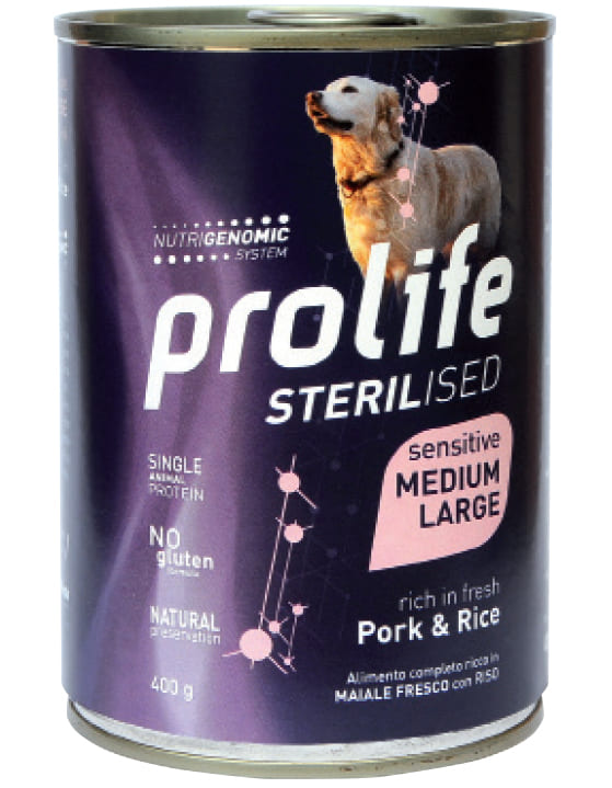 Prolife Cane Sterilized Medium Large Maiale E Riso Lattina 400 Gr 6x