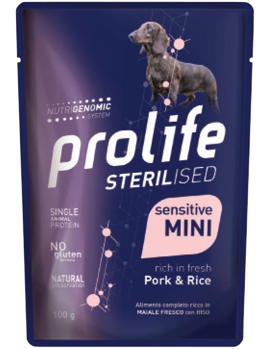 Prolife Cane Sterilized Mini Maiale E Riso Bustina 100 Gr 10x