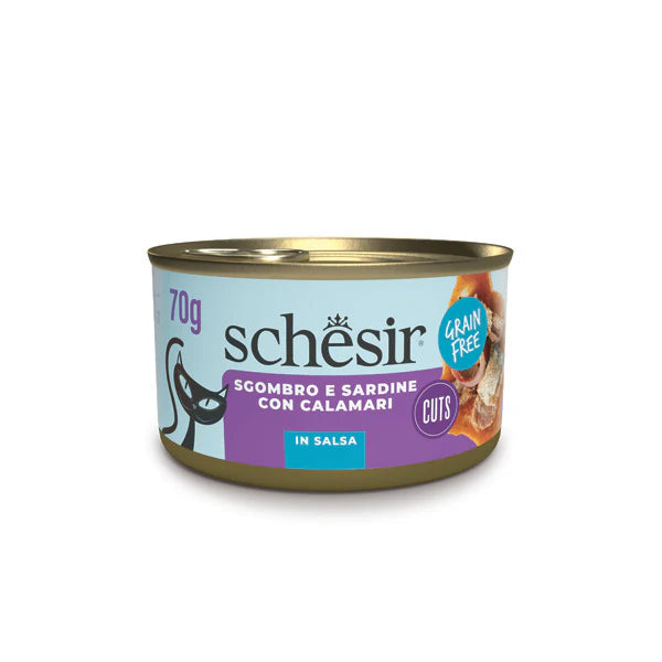 Schesir Gatto Sardine Sgombro E Calamari In Salsa Lattina 70 Gr 12x
