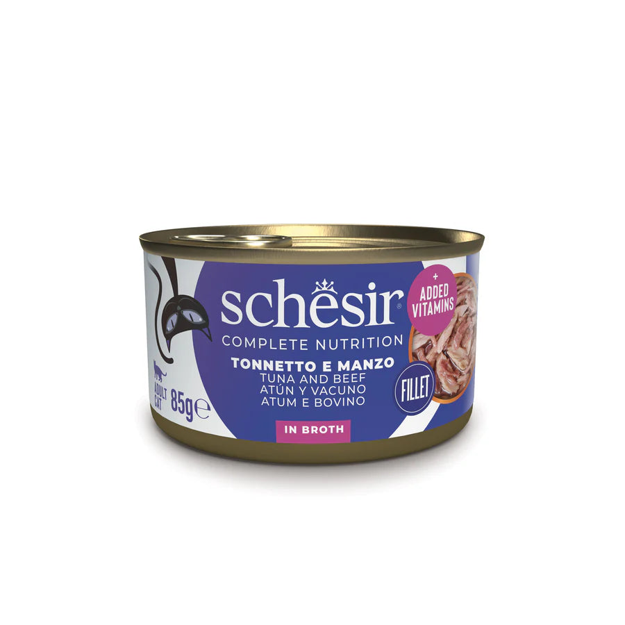 Schesir Gatto Tonnetto E Manzo In Brodo Lattina 85 Gr 12x