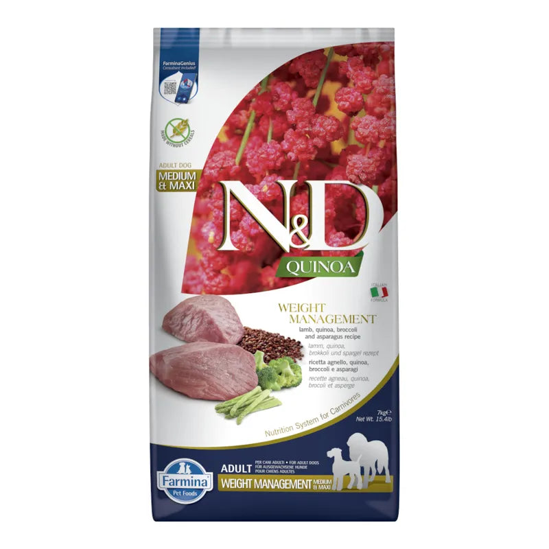 Farmina N&D Quinoa Weight Management Agnello, Quinoa, Broccoli e Asparagi 2,5Kg