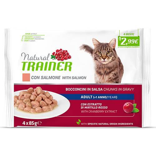 Natural Trainer Gatto Multipack Adult Salmone 4 Bustine 85 Gr 15x