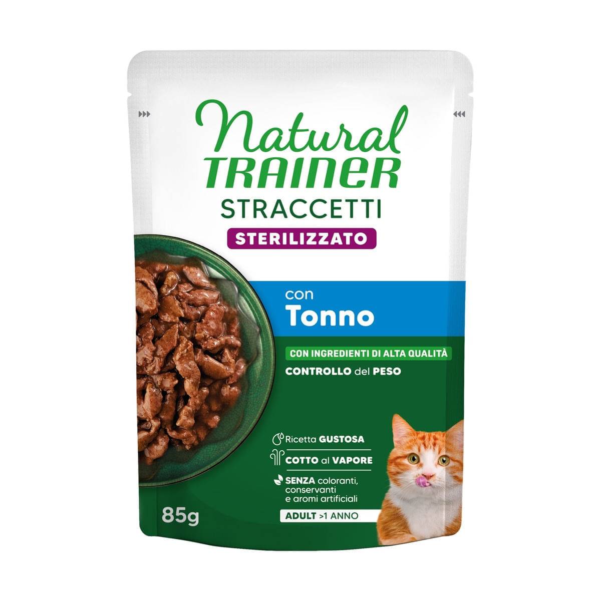 Natural Trainer Gatto Straccetti Sterilized Tonno Bustina 85 Gr 24x